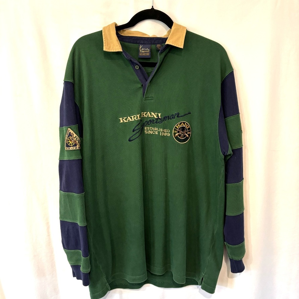 VTG Karl Kani Sportsman Rugby‎ Style Shirt XXL Academia Outdoor Hunting Preppy